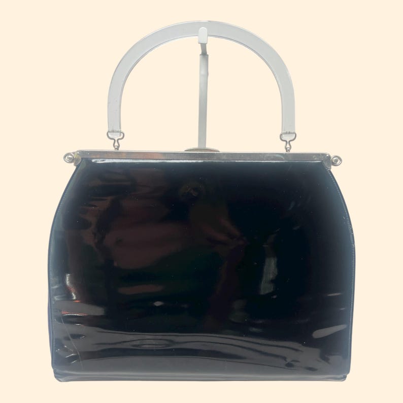 1950s Stylecraft Miami Vintage Confetti Lucite Handbag Clear Handle Mid Century Purse